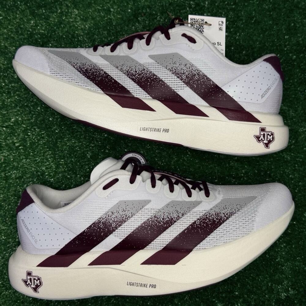 Adidas Adizero EVO SL “Texas A&M” Running Shoes Mens 8 Size JQ4566 New